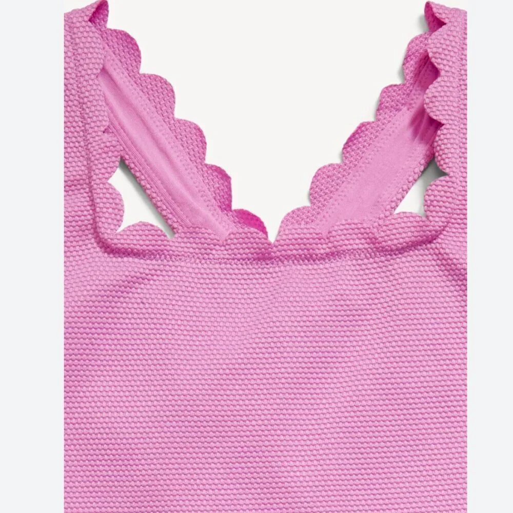 NWT Old Navy Girls Pink Textured Swimsuit Size Large (10-12)